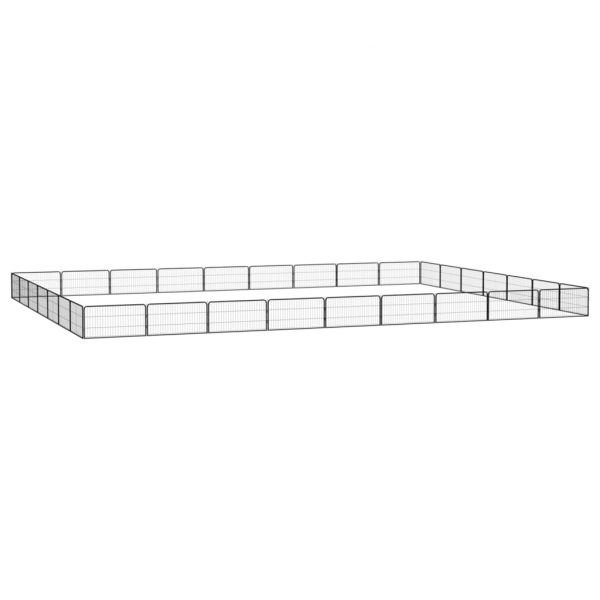 Parque Cães com 32 Painéis 100x50 cm Aço Revestido a Pó Preto - 3115973 - 3115973