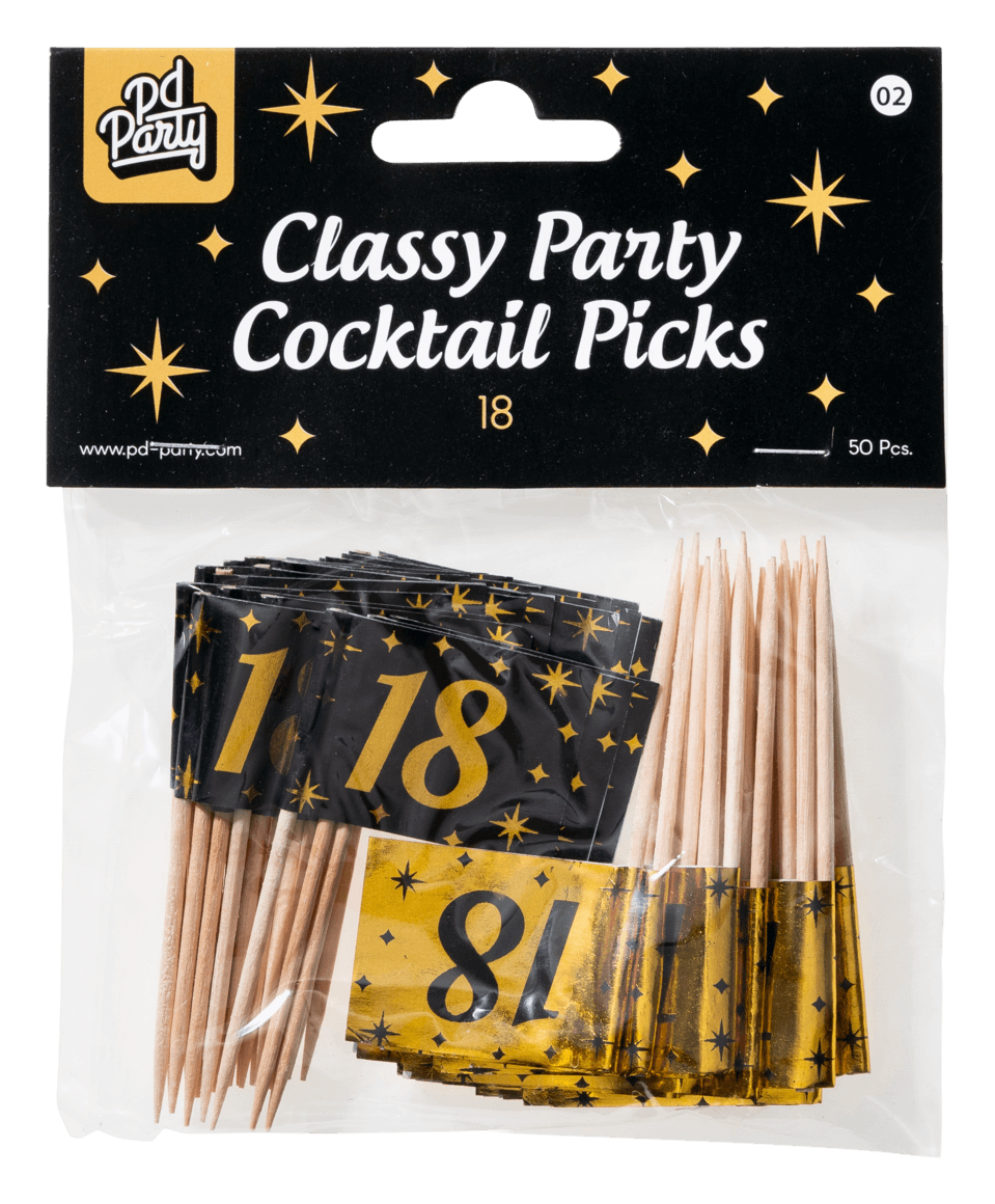 Cocktailprikkers 18 Jaar 6,5cm 50st