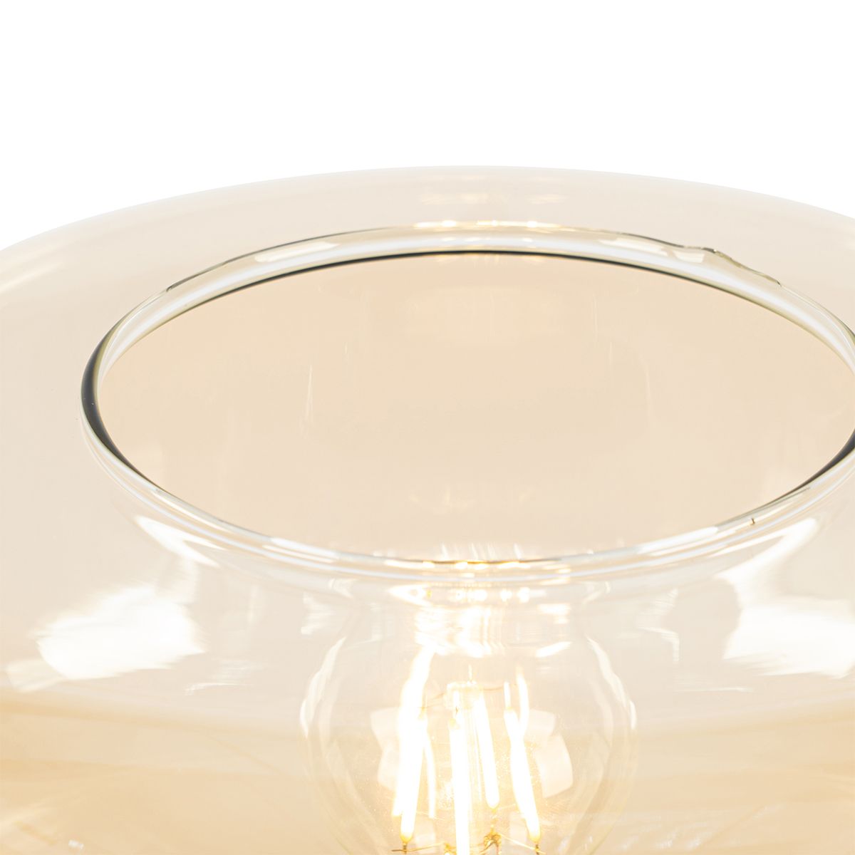 Art deco vloerlamp zwart met amber glas - Bizle