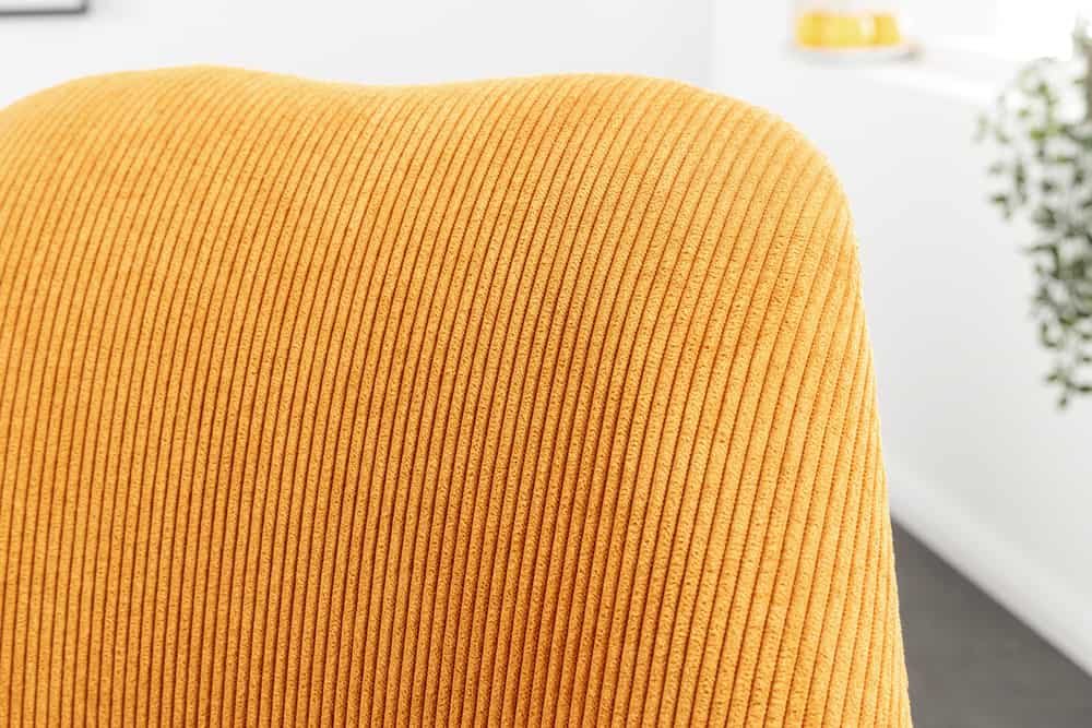 Design Stuhl SCANDINAVIA MEISTERSTÜCK senfgelb Cord schwarze Metallbeine