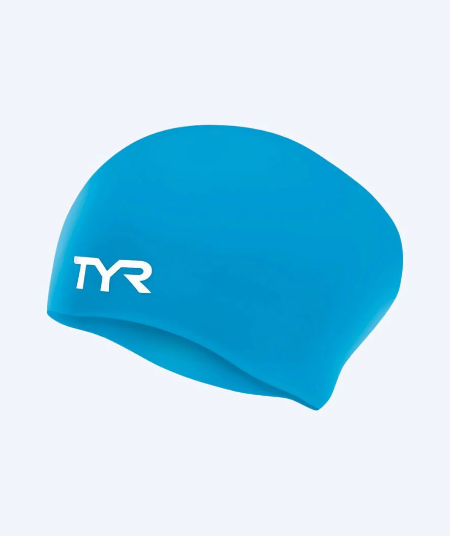TYR badehætte til langt hår - Silicone - Blå