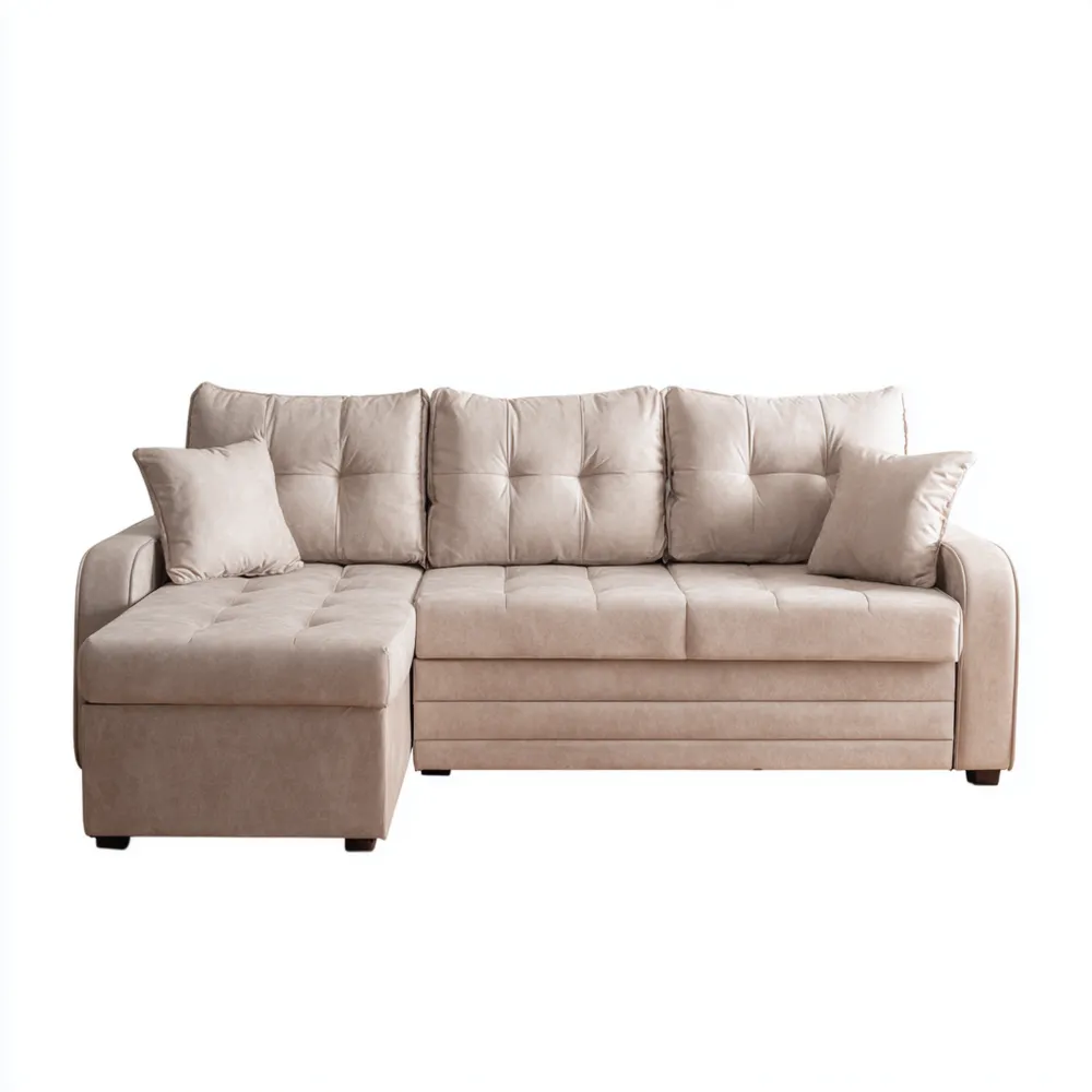 Ecksofa 250x160x85 cm aus Stoff – Beige