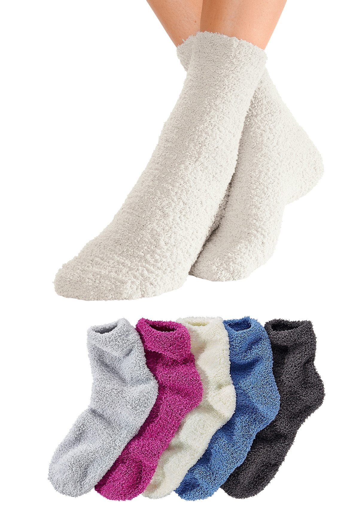 Lavana Kuschelsocken Packung, 5 Stk. tlg. ideal als Bettsocken