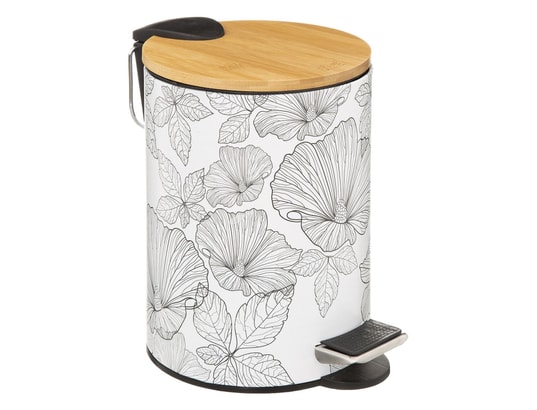 FIVE SIMPLY SMART - Poubelle à pédale Poubelle blackflora 3l en bambou et métal