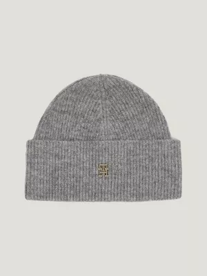 Gorro de malha canelada com monograma TH