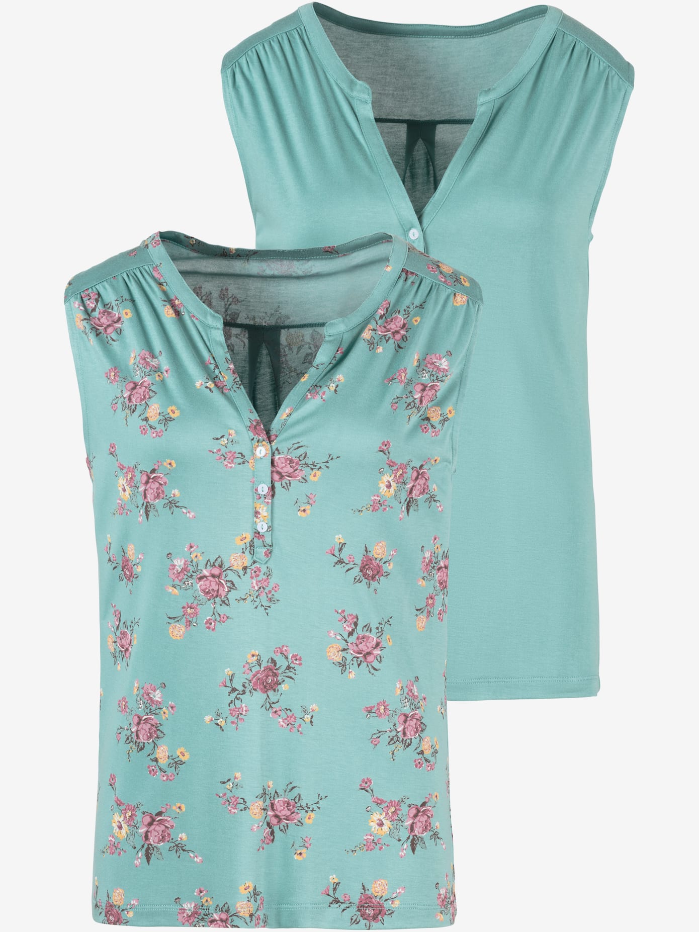 Débardeur lot de 2 : imprimé floral et uni