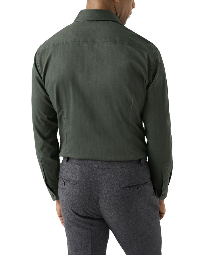 ETON HERRINGBONE WRINKLE FREE FLANNEL SH Grøn
