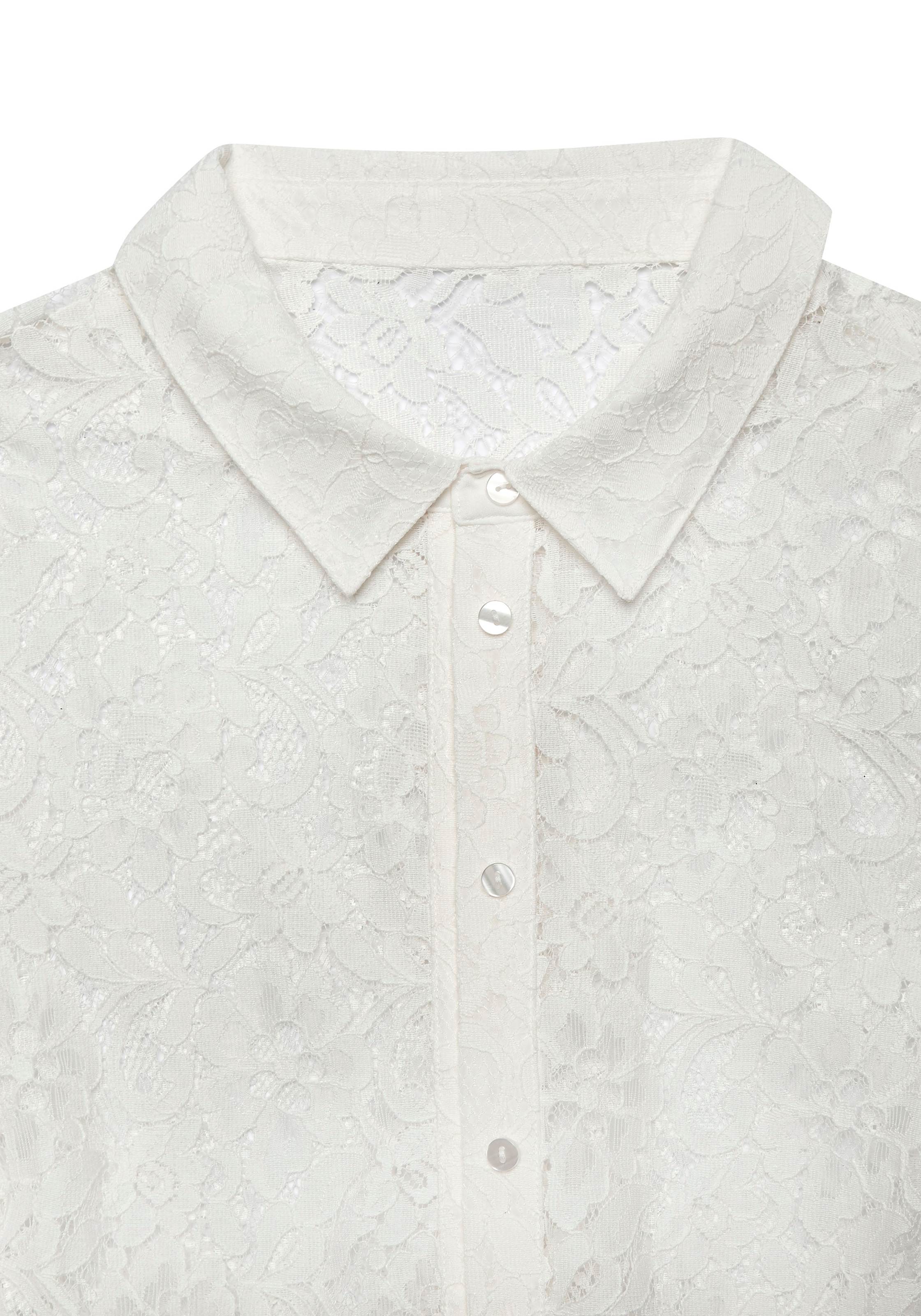LASCANA Spitzenbluse , mit Hemdblusenkragen, Spitzenbluse, transparente Bluse, festlich