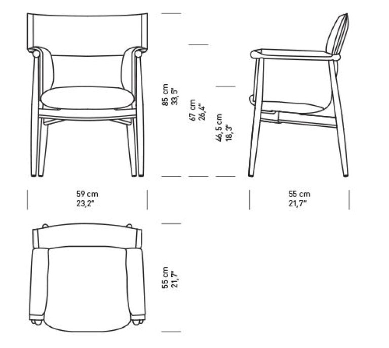 Carl Hansen & Son E005 Embrace stoel geolied eiken - SIF 95 - natural edging strip