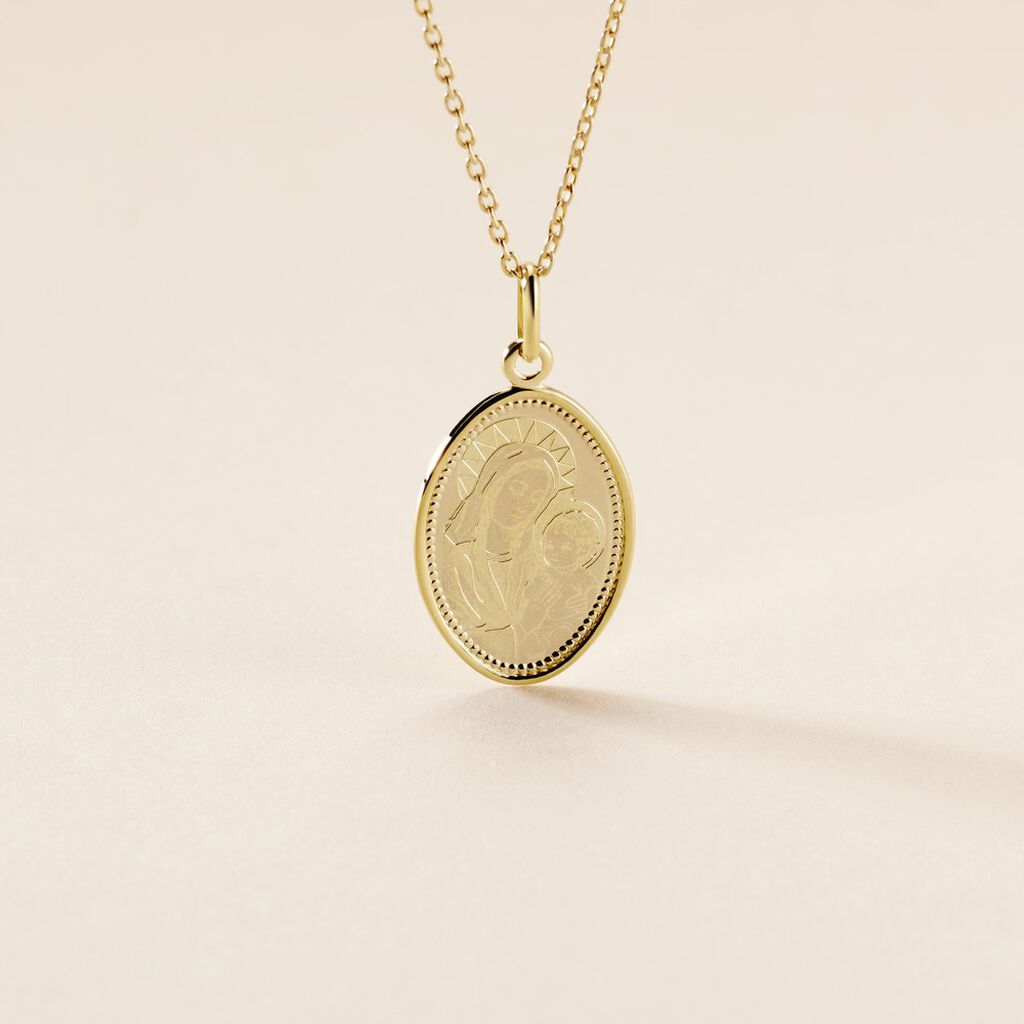 Pendentif Or Jaune Vierge A L'enfant