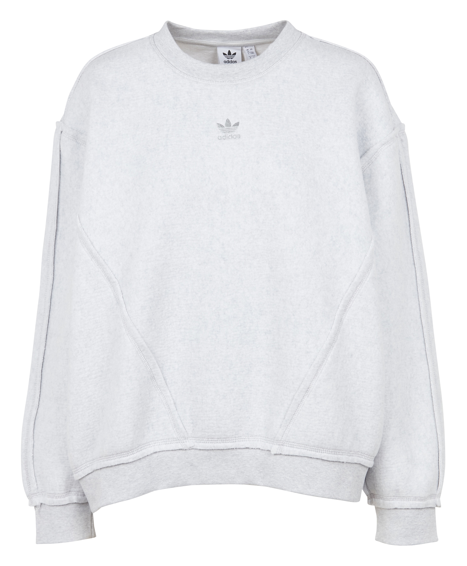 Sweat col rond brodé en coton | Gris