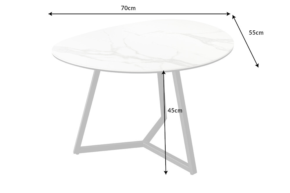 Moderner Couchtisch MARVELOUS 70cm weiß Marmor Keramik made in Italy