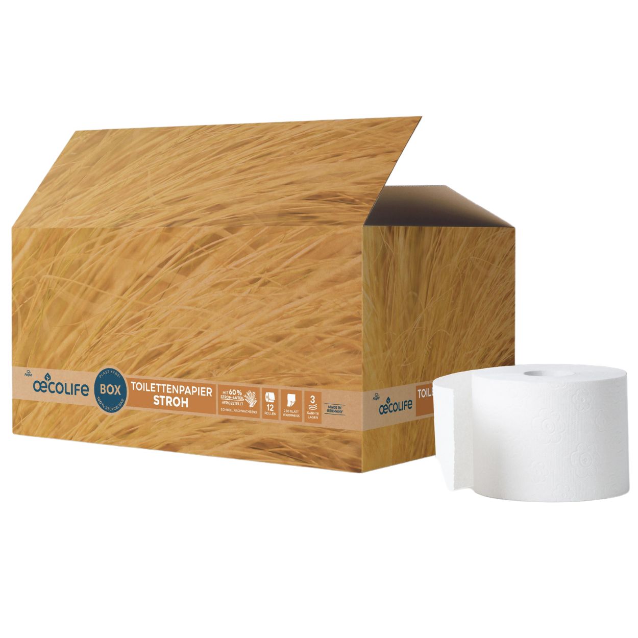 oecolife Toilettenpapier Box STROH