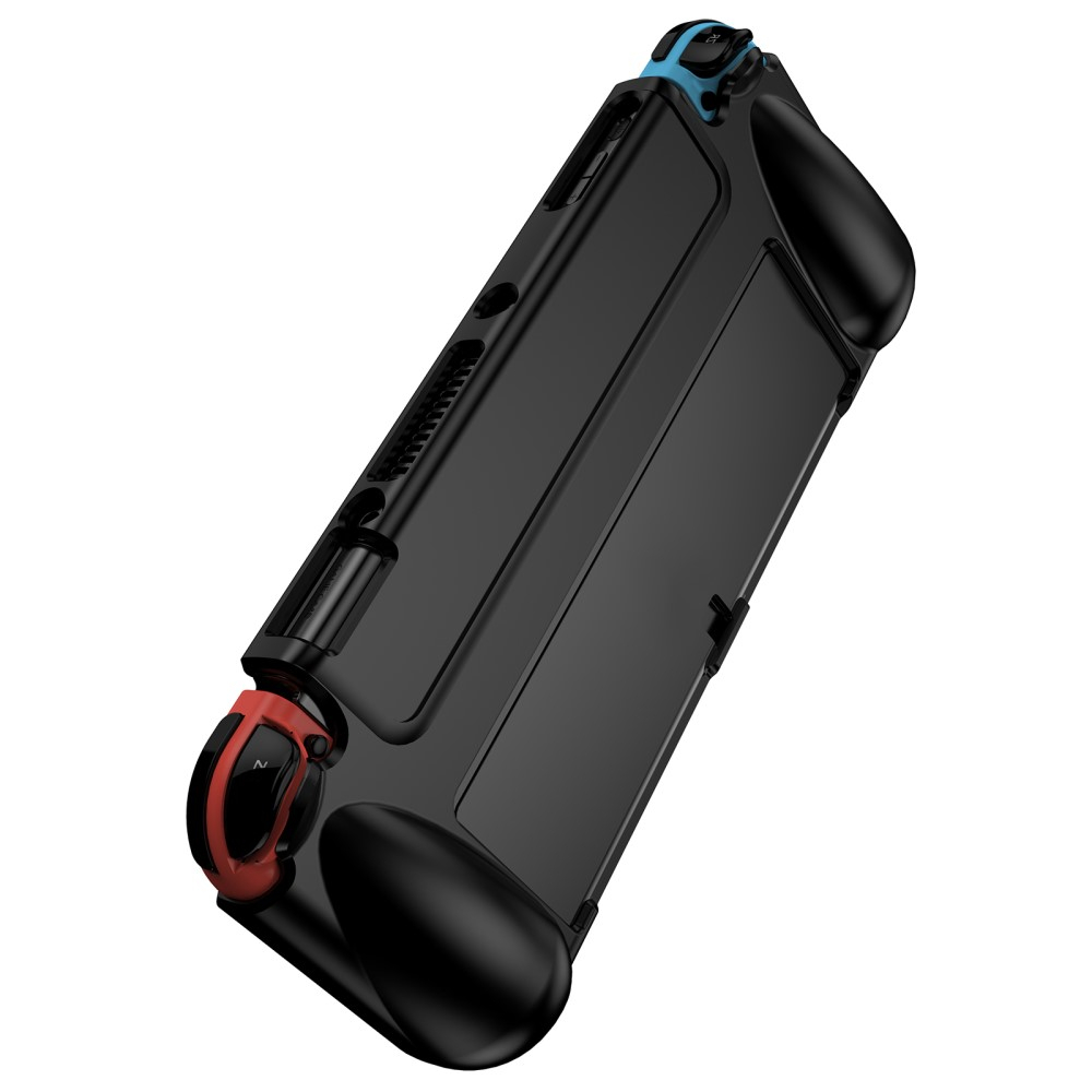 Nintendo Switch OLED Gummi Case Schutzhülle mit Aufsteller - Schwarz