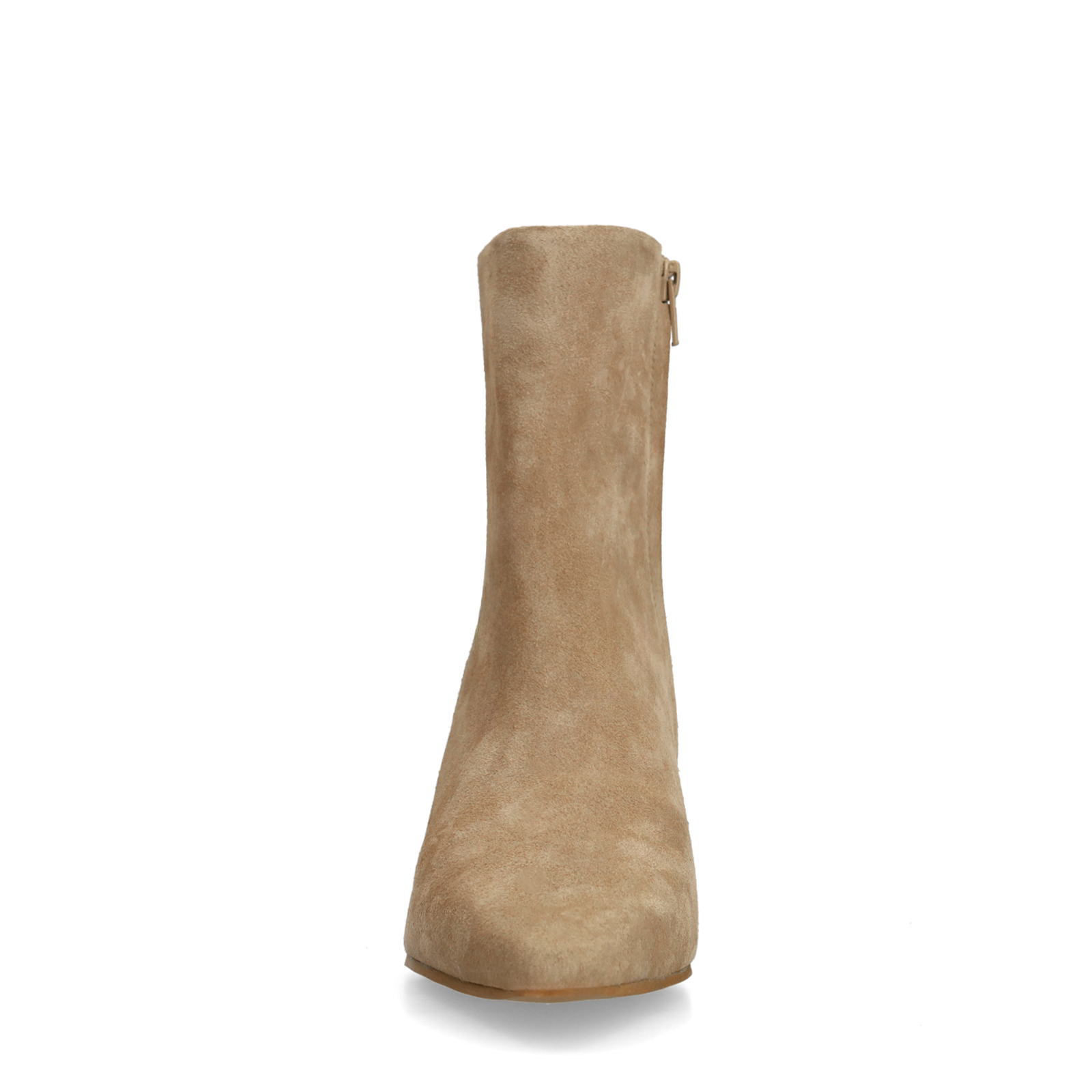 Beige suède enkellaarsjes met hak