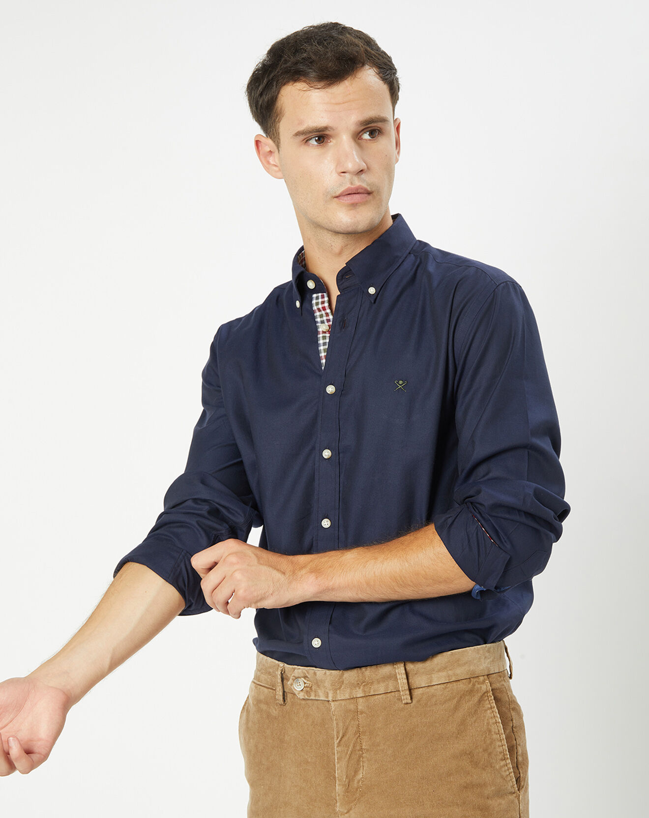 Hackett London Chemise Slim Fit unie bleu foncé