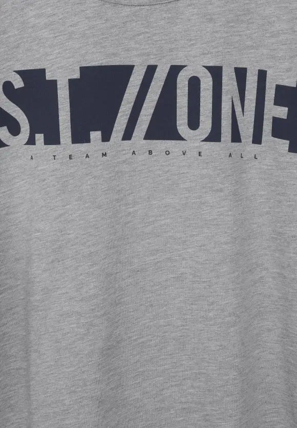 T-Shirt mit Wordingprint - silver grey melange