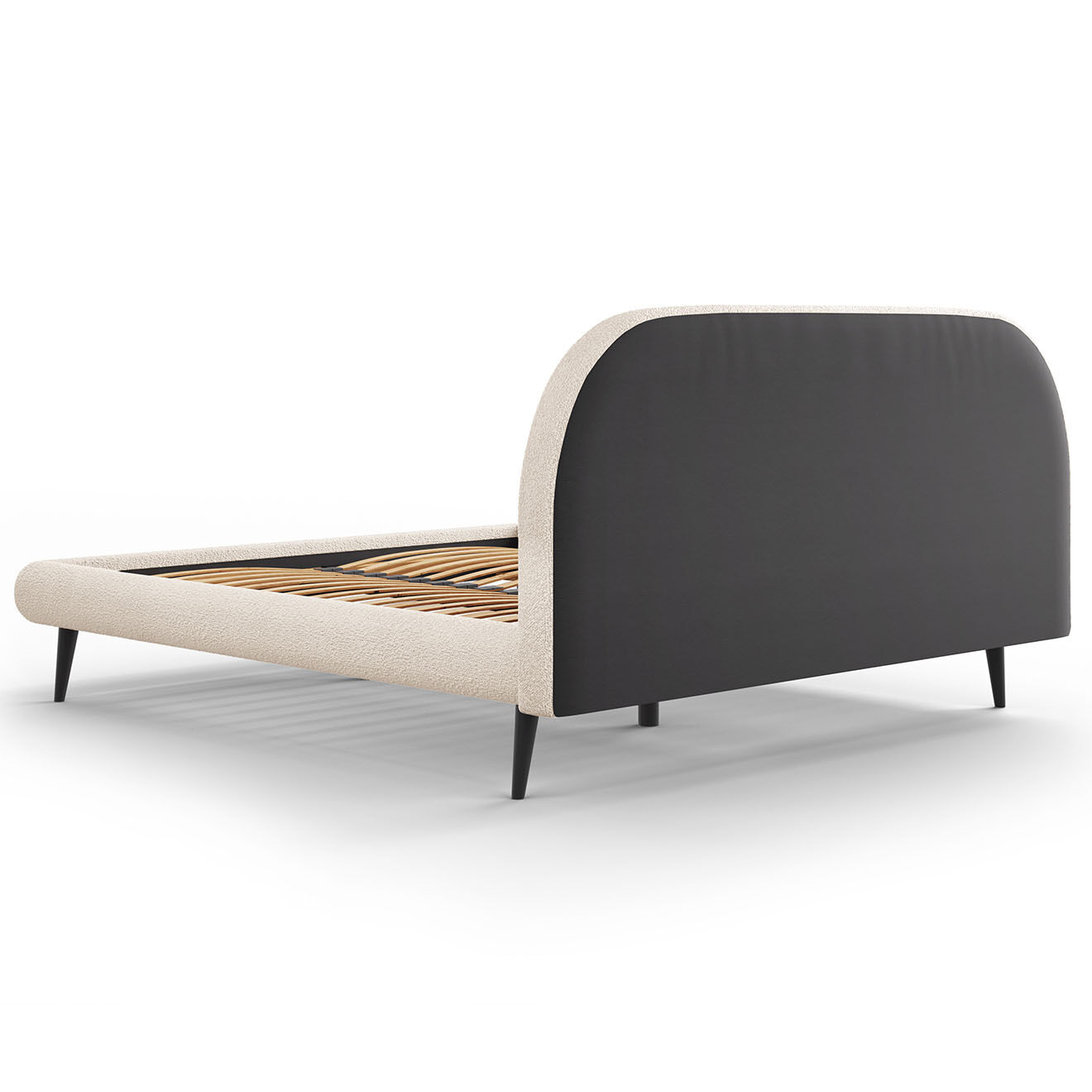 Maison Héritage Cadre avec tête de lit Maia velours bouclé beige - 160x200 cm