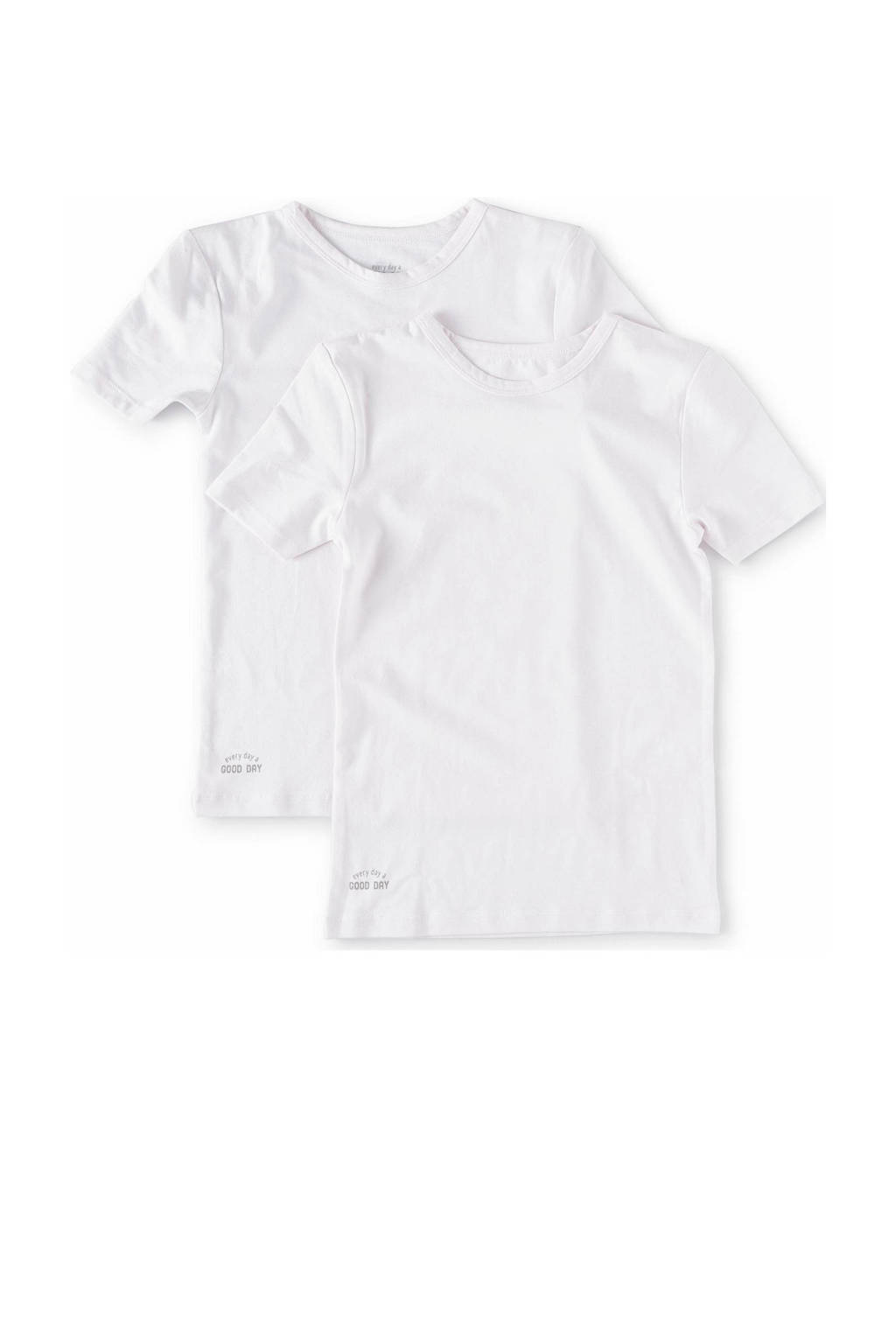 T-shirt van katoen - set van 2 wit