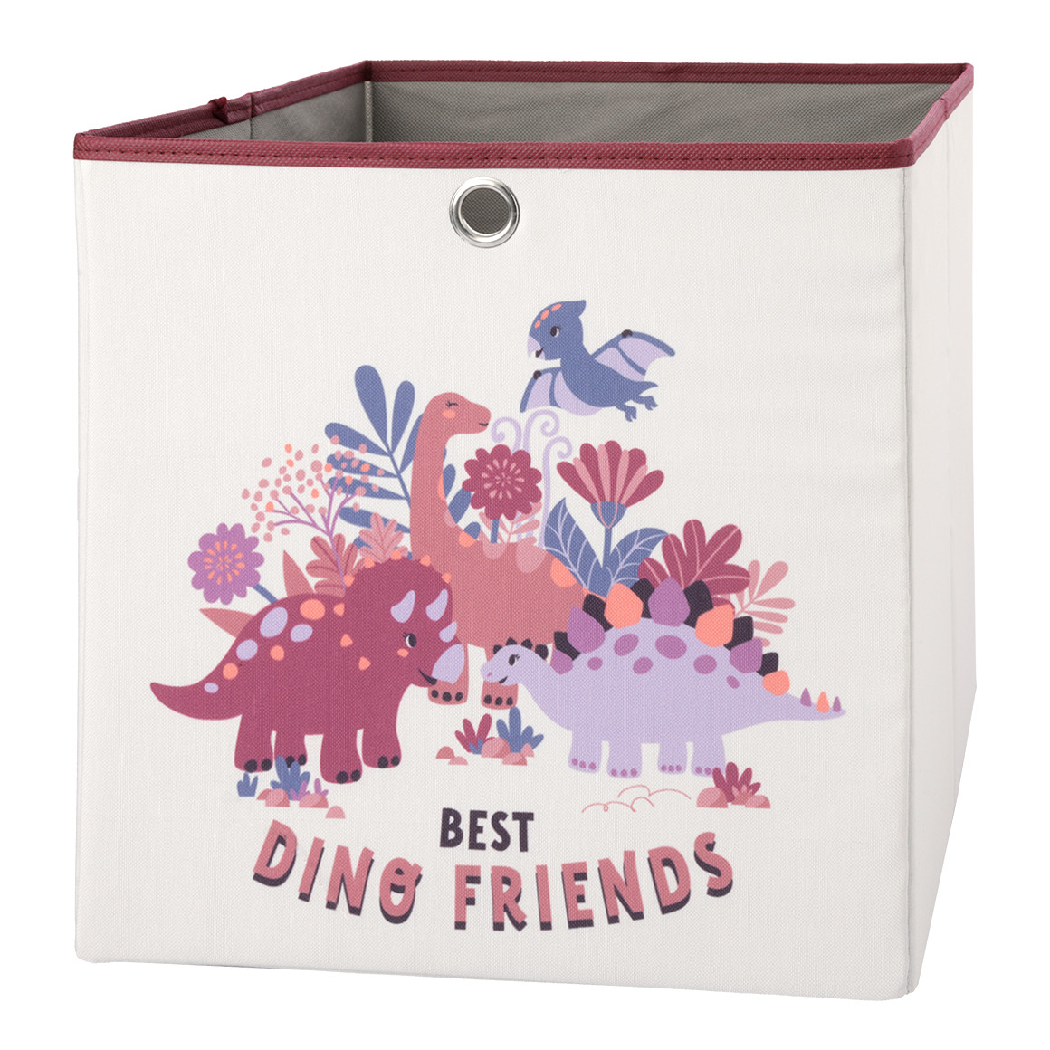 Topolino Große Aufbewahrungsbox mit Dino-Motiv weiss / dunkelrosa / rosa