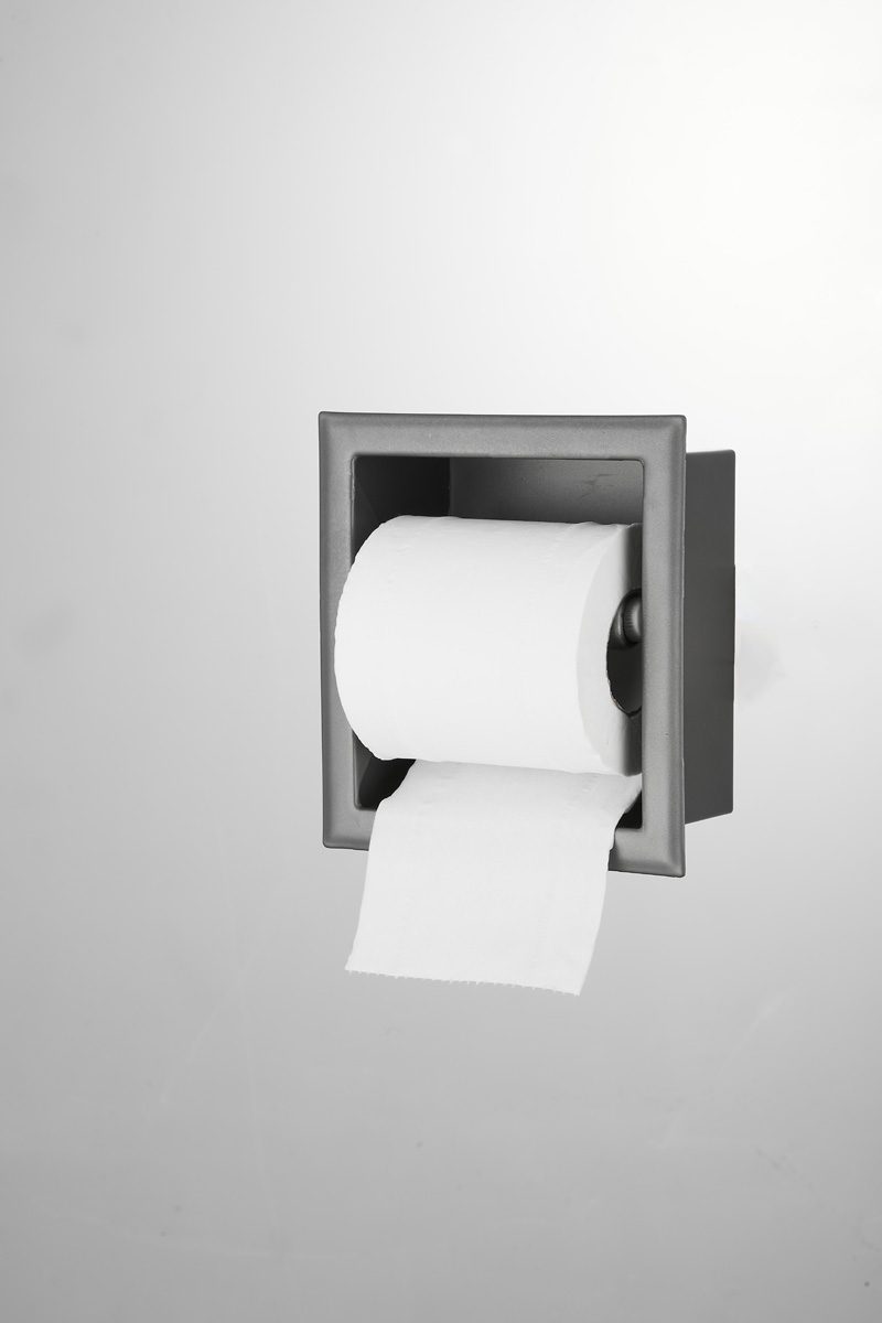 Saniclear Iron inbouw toiletrolhouder zonder klep gunmetal - verouderd ijzer