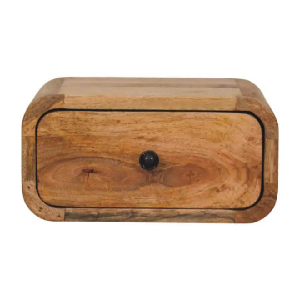 Avora Mini Wandgemonteerde Oak-ish Nachtkastje, 1 Lade, Beige