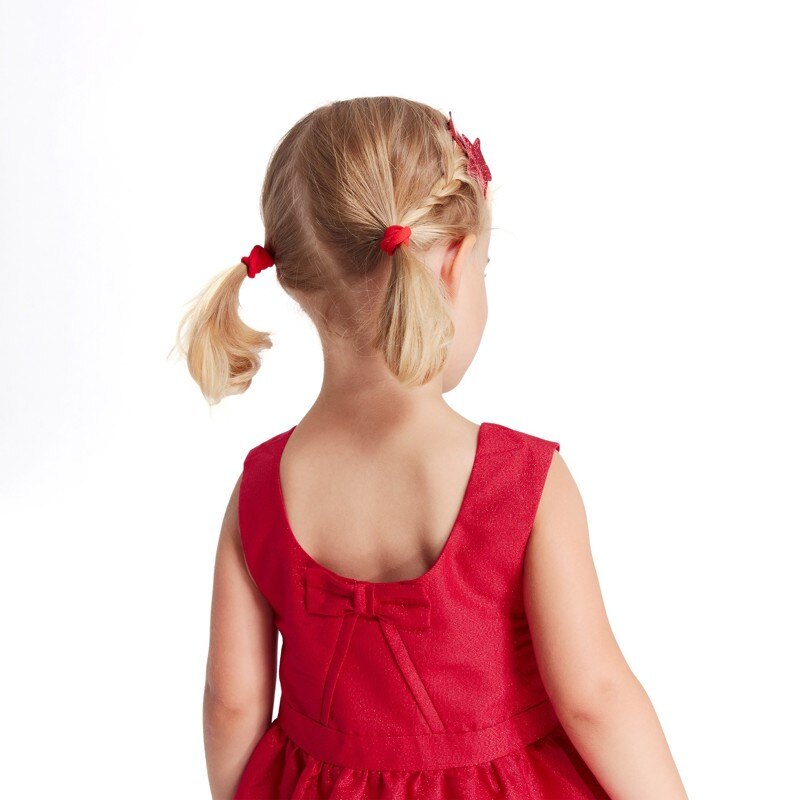 Robe chic coton lin brillant bébé fille Rouge
