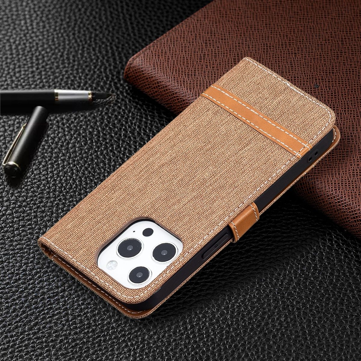 Hülle Handy Schutz für Apple iPhone 13 mini Case Cover Tasche Etuis Bumper Braun