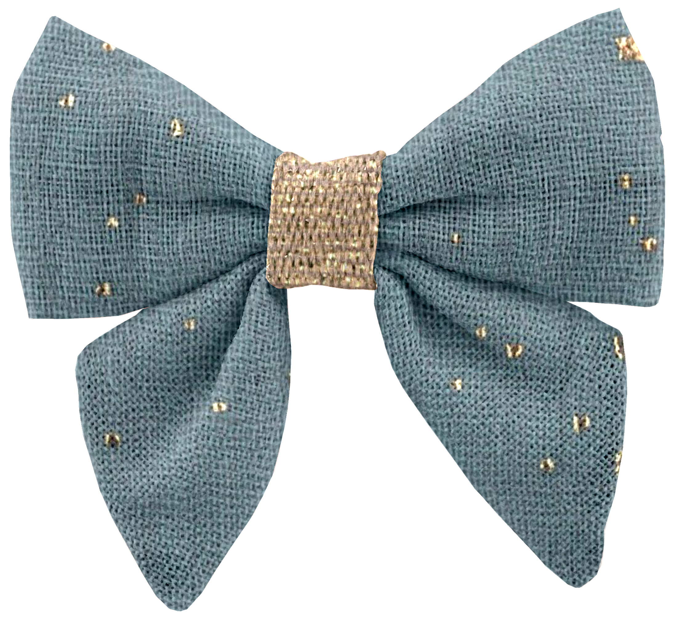 Barrette Mini Noeud Papillon Gaze Pois Or Bleu Gris