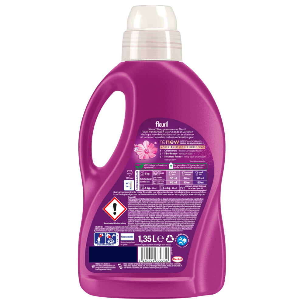 4x Fleuril Vloeibaar Wasmiddel Renew Bloesem 27 Wasbeurten1,35 liter