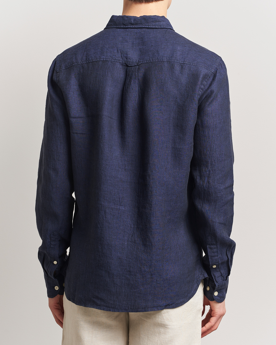 KnowledgeCotton Apparel Regular Linen Shirt Total Eclipse