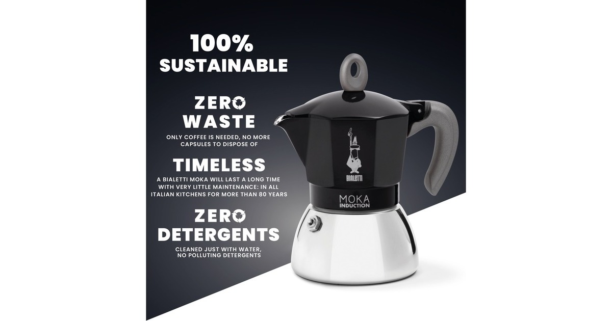 BialettiMoka Induction 6936 espressomachine  (Zwart/zilver, 6-kops)
