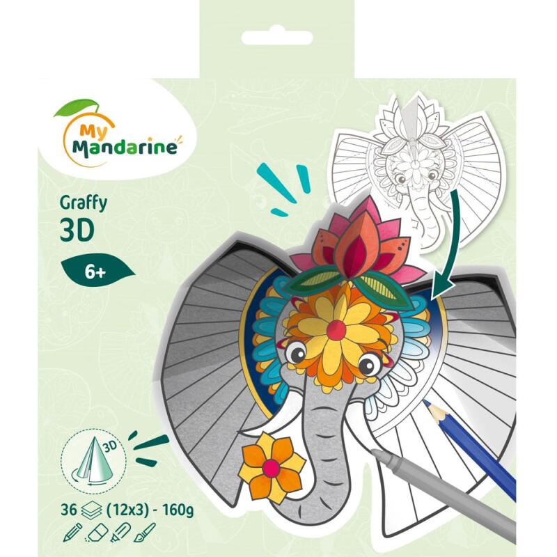 Graffy Pop Mandala 3D, Animaux de la savane - Vert