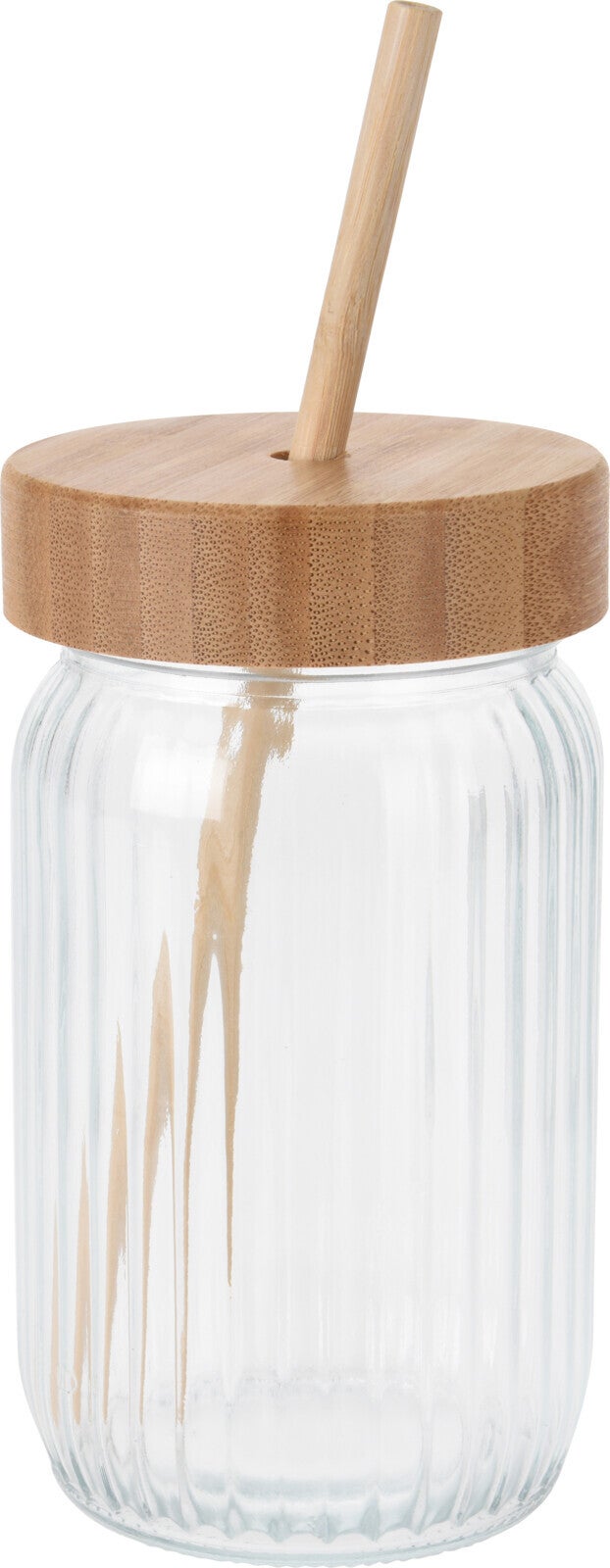 Excellent Houseware glas met deksel en rietje 500 ml