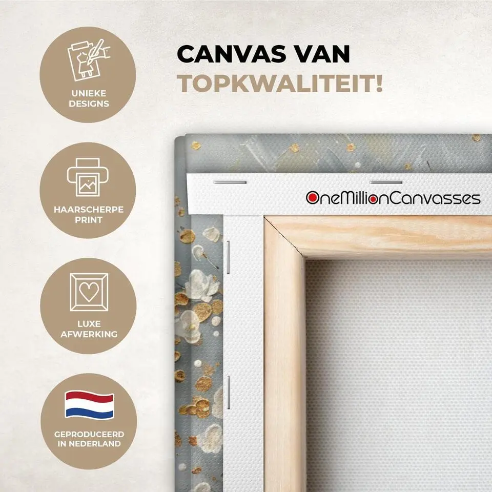 MuchoWow Canvas Schilderij 90x60cm Boom Bloemen Wit Natuur