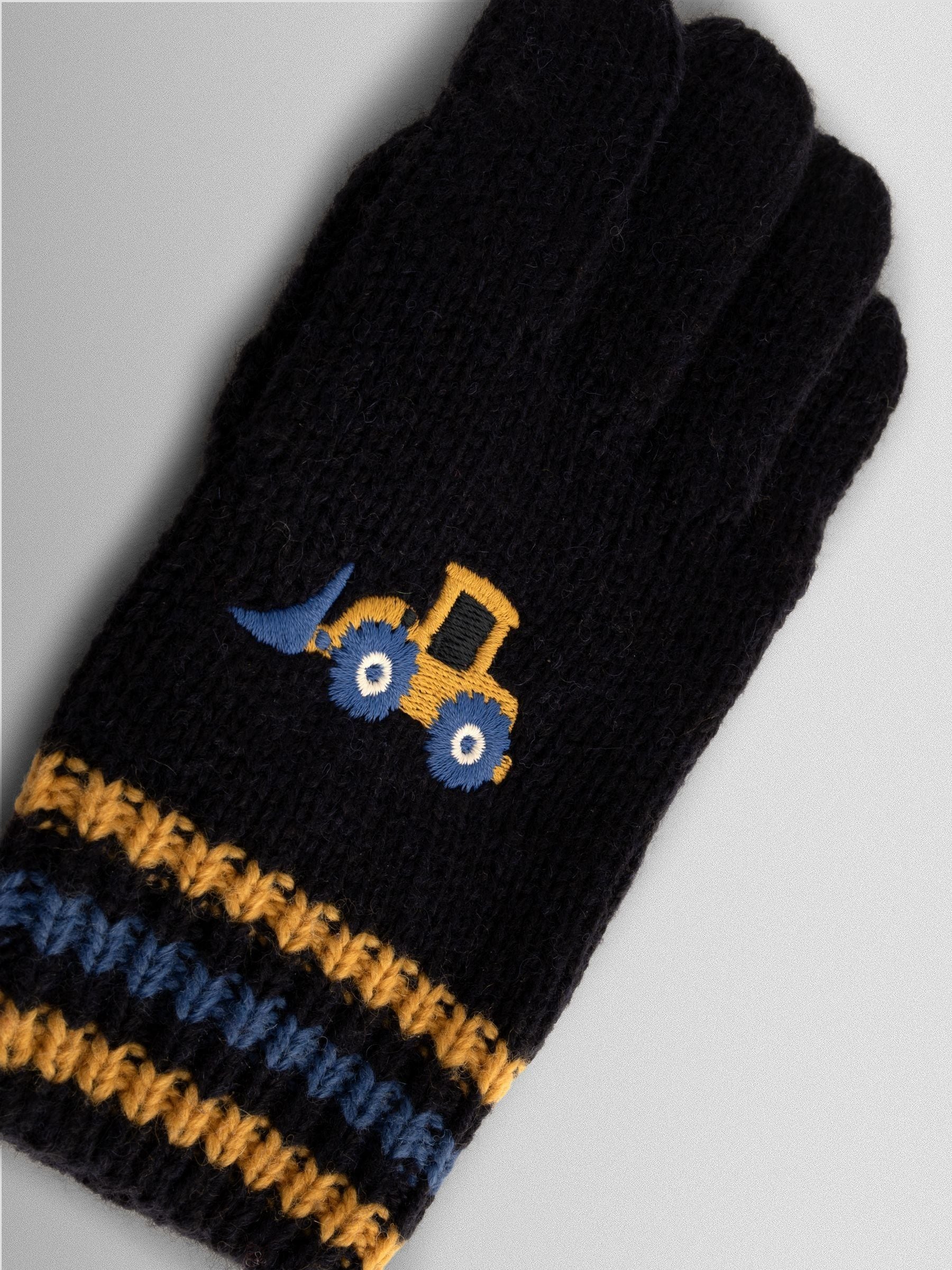 Marineblauw met graafmachine - JoJo Maman Bébé applicatiehandschoenen