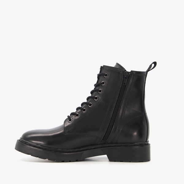 Harper leren dames veterboots zwart