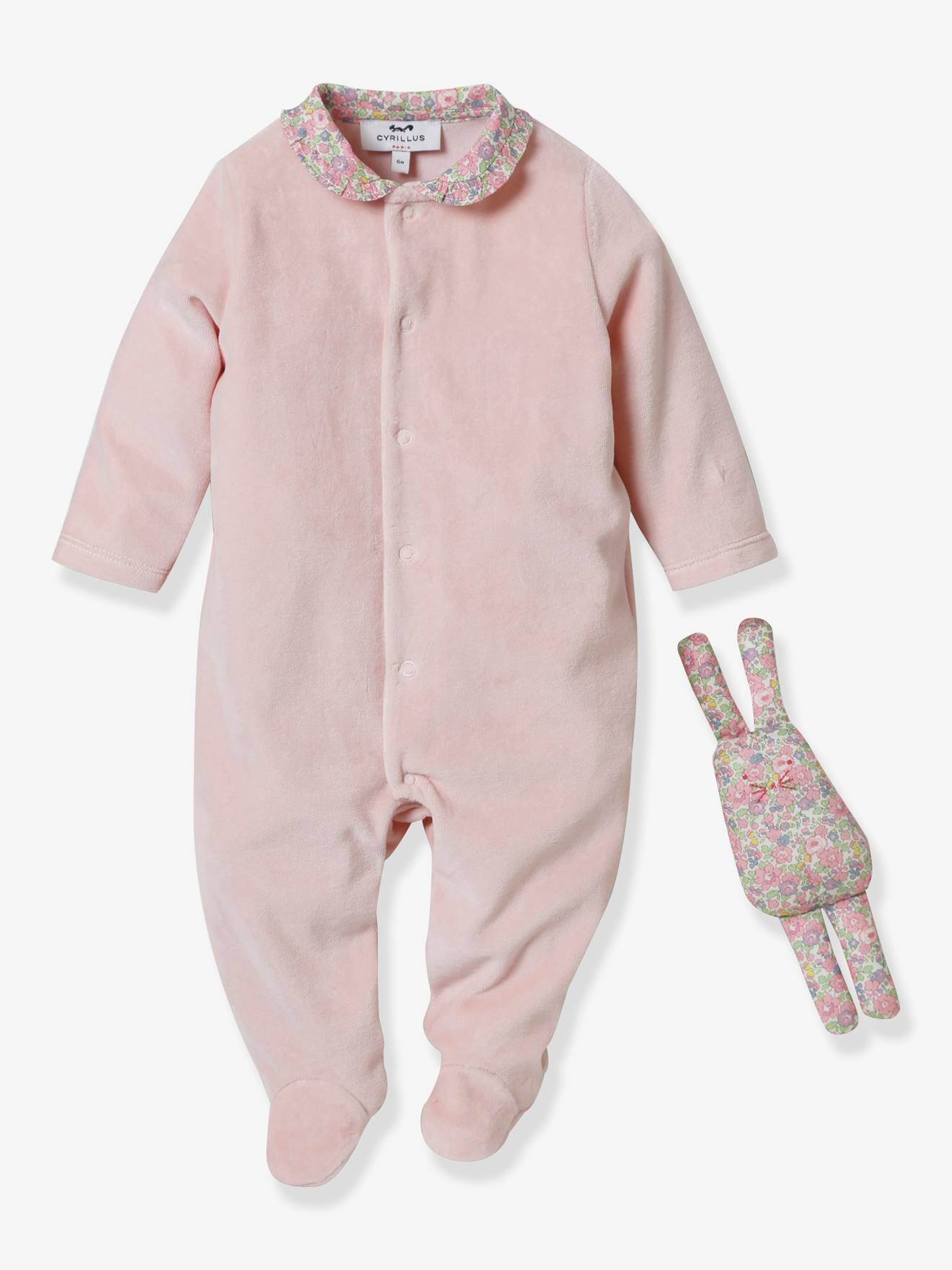 Conjunto para presente de bebê: macacão de veludo e tecido Liberty + edredom de tecido Liberty