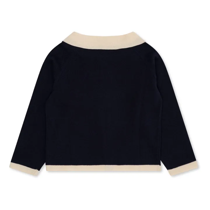 Konges Sløjd Cardigan Col Claudine Tricot Coton Bio Venton | Bleu marine