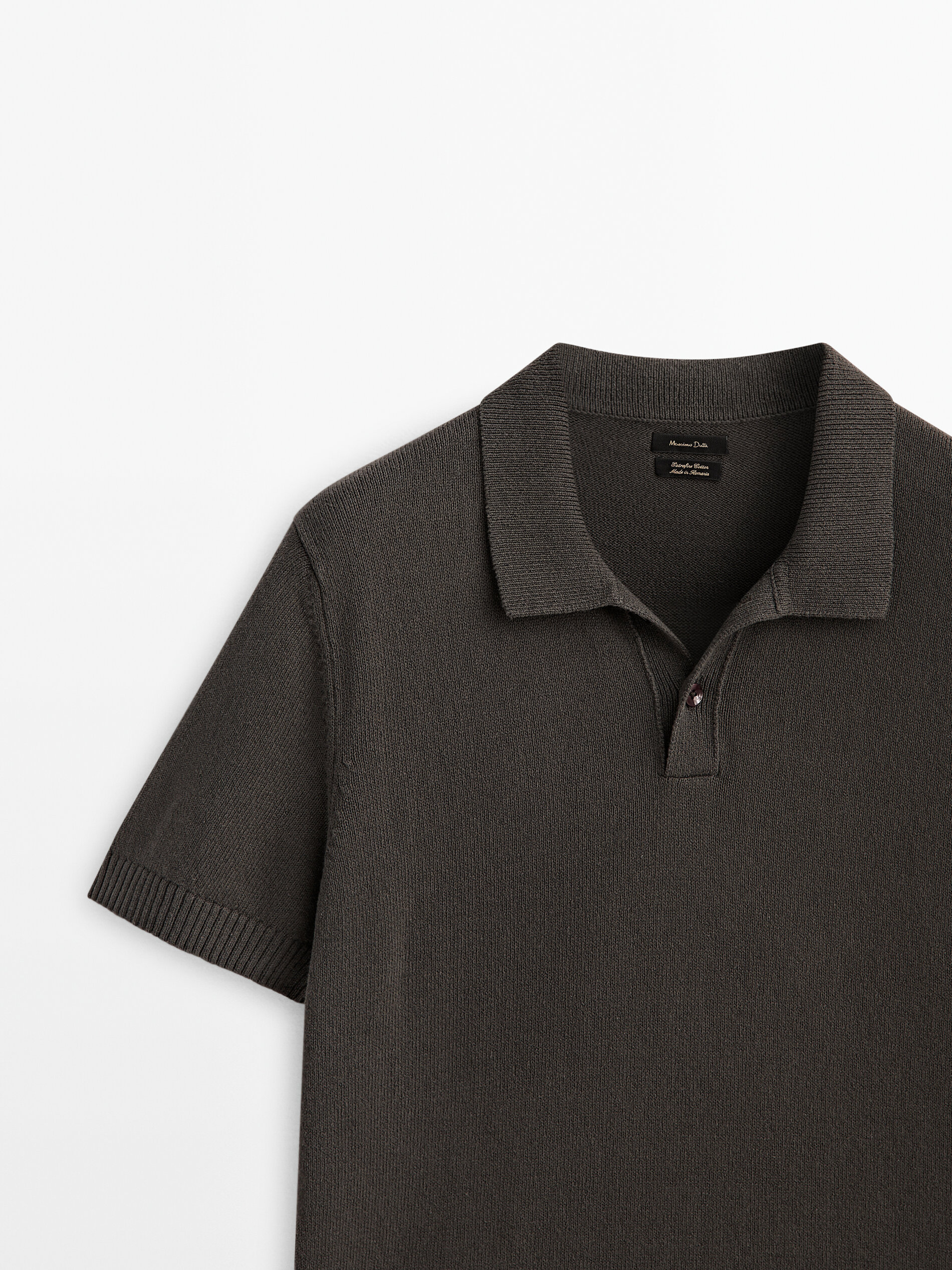 Camisa polo de algodão de manga curta - MARROM