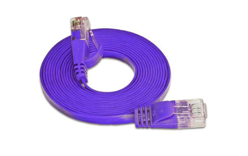 Slimpatchkabel RJ-45 - RJ-45, Cat 6, UTP, 1.5 m, ViolettUnscreened/Unshielded Twisted-Pair-Kabel (UTP) mit Klinkenschutz