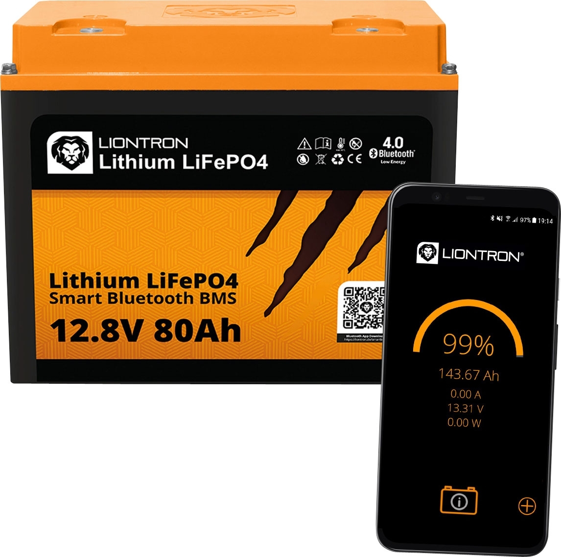 Liontron LiFePO4 Smart Bluetooth BMS Lithium-Batterie 12 V / 80 Ah