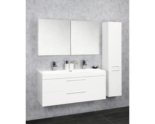 Badkamermeubelset Differnz Somero BxHxD 100 x 57 x 38 cm, frontkleur wit hoogglans met wastafel in mineraal gegoten wit