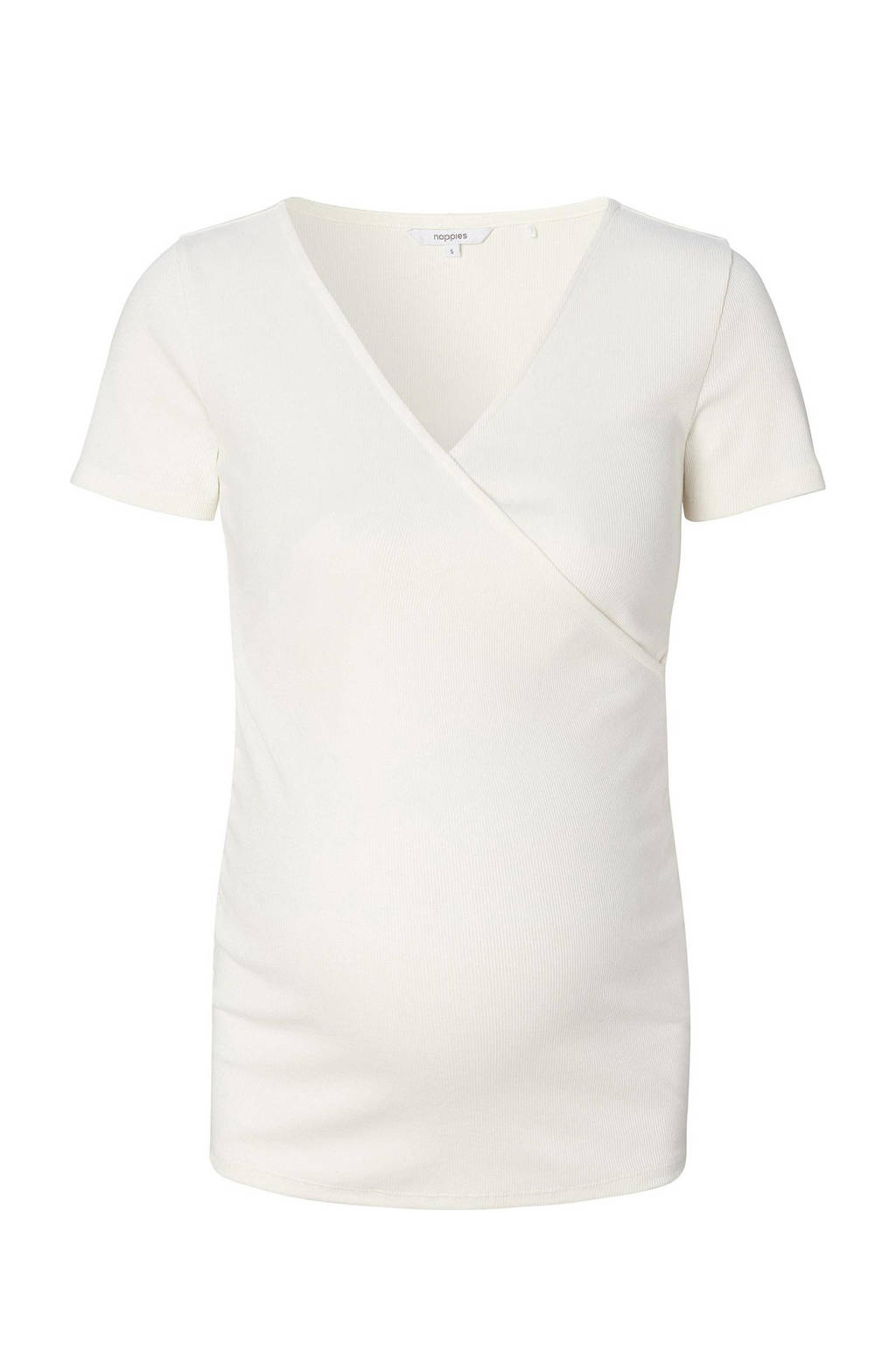 Noppies ribgebreid zwangerschapsshirt Sanson wit