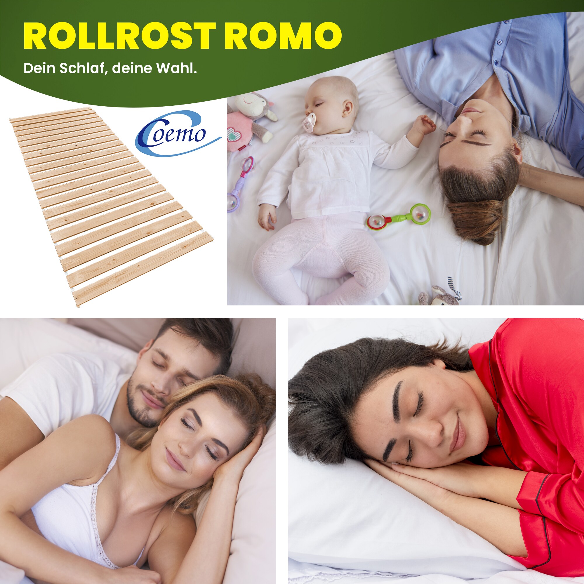 Coemo Rollrost Lattenrost ROMO aus Massivholz verschiedene Größen