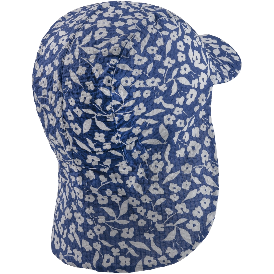Sterntaler Schirmmütze mit Nackenschutz Blumen blau