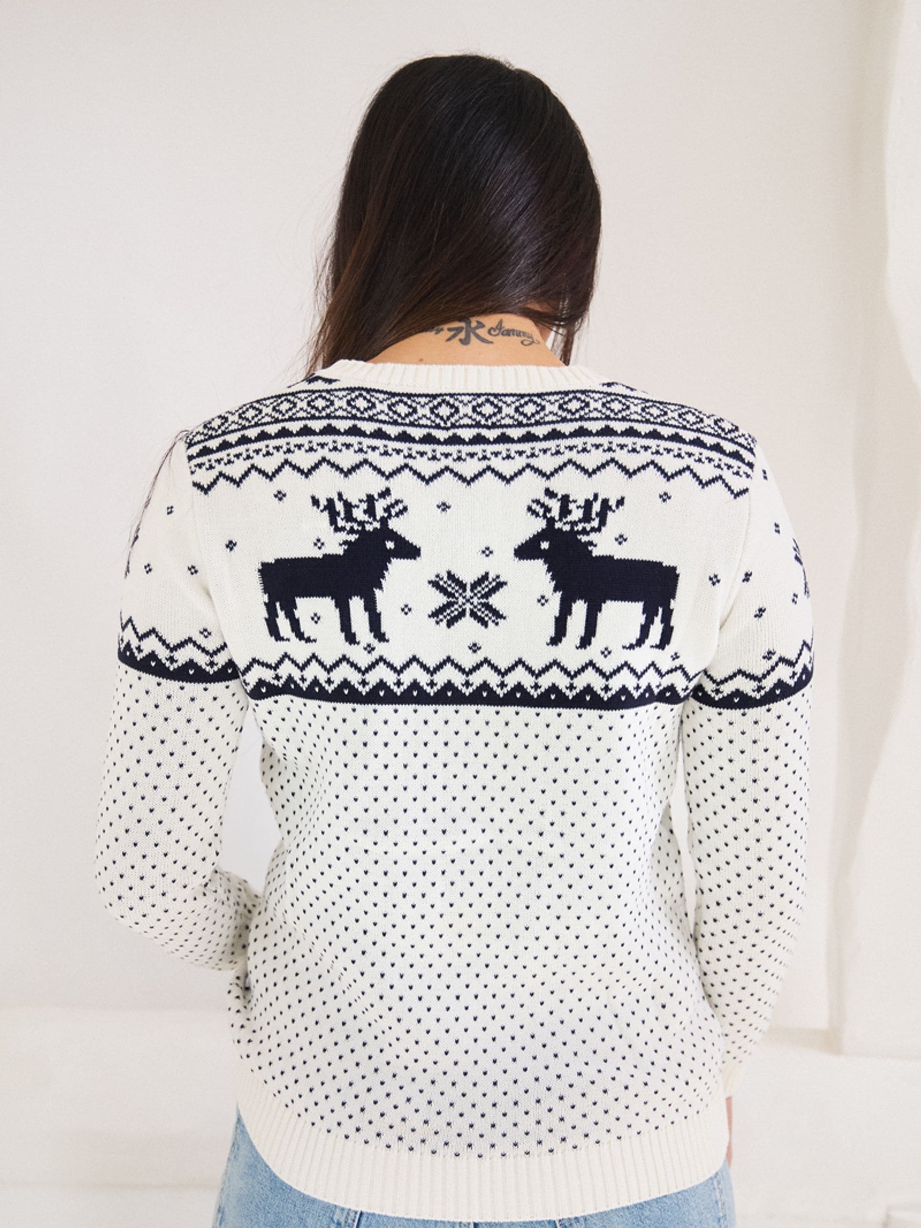 Crème - The Little Tailor kersttrui met rendierfairislepatroon