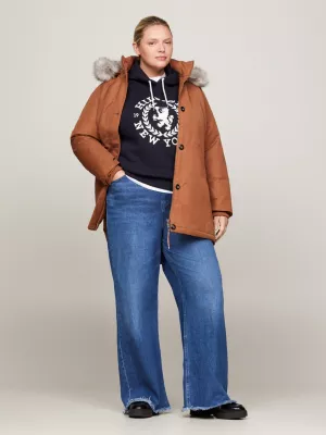 Parka acolchoada com capuz e forro de pele sintética Curve