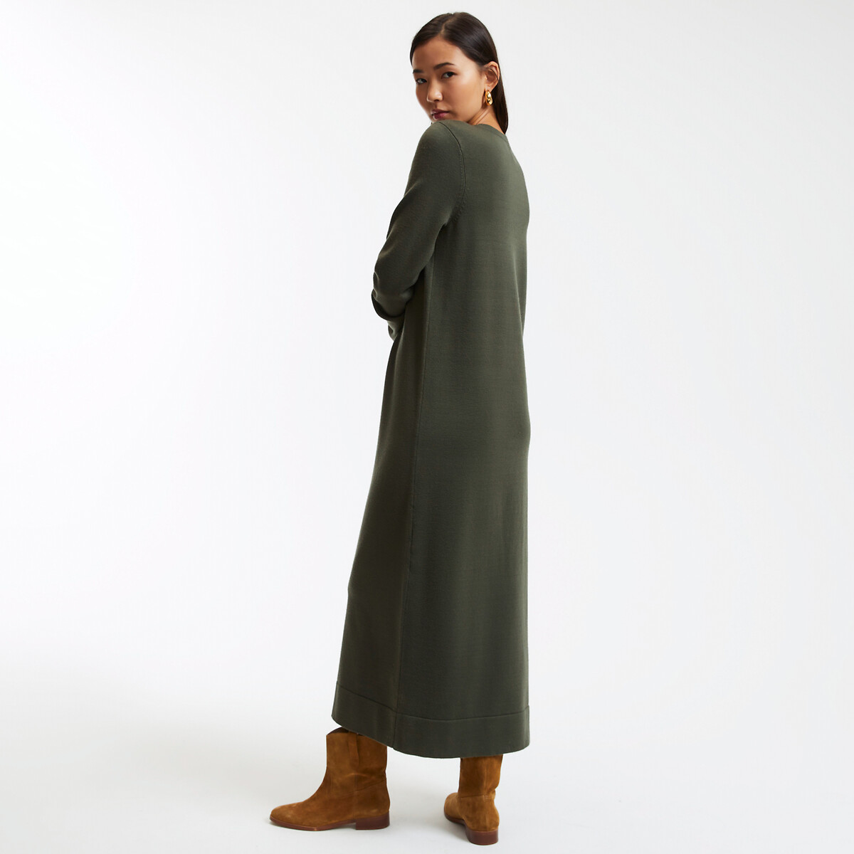 COLEÇÕES LA REDOUTE<br>Vestido longo de malha, mangas compridas