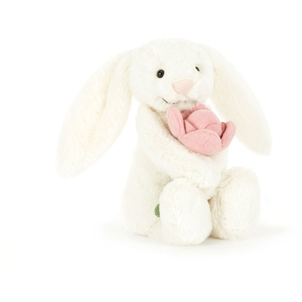 Køb Jellycat Bashful kanin creme m/blomst 18 cm